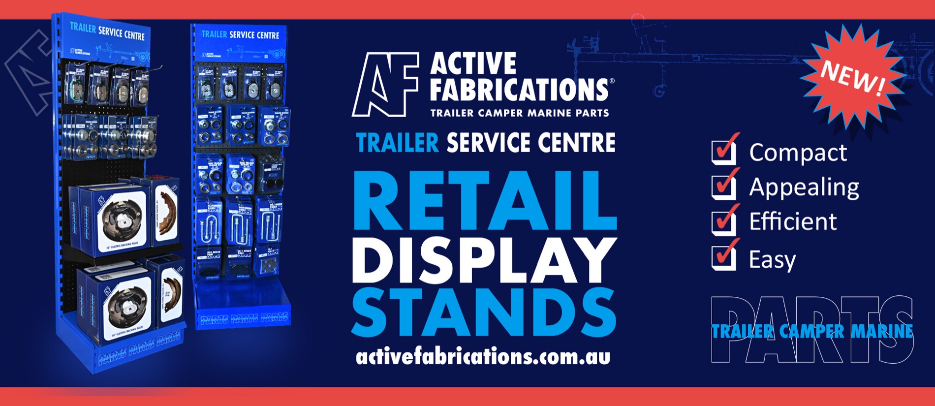 Wide promotional artwork for retail display stands